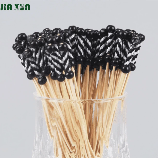 Elegant black and white beaded bamboo garnish sticks for events wholesale